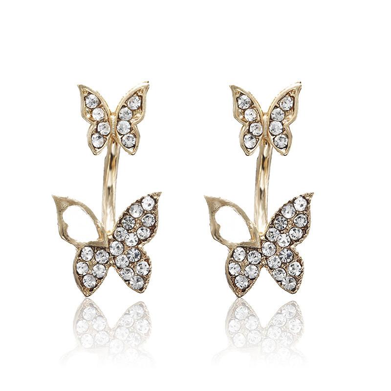 A Pair Of Butterfly Earrings Full Of Hollow Earrings To Create A Wild Earring