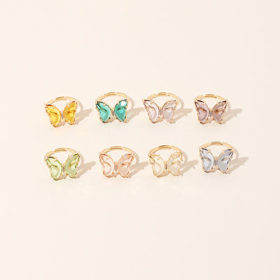 Acrylic Butterfly Color Transparent Ring Trendy Girl Simple Fashion Ring