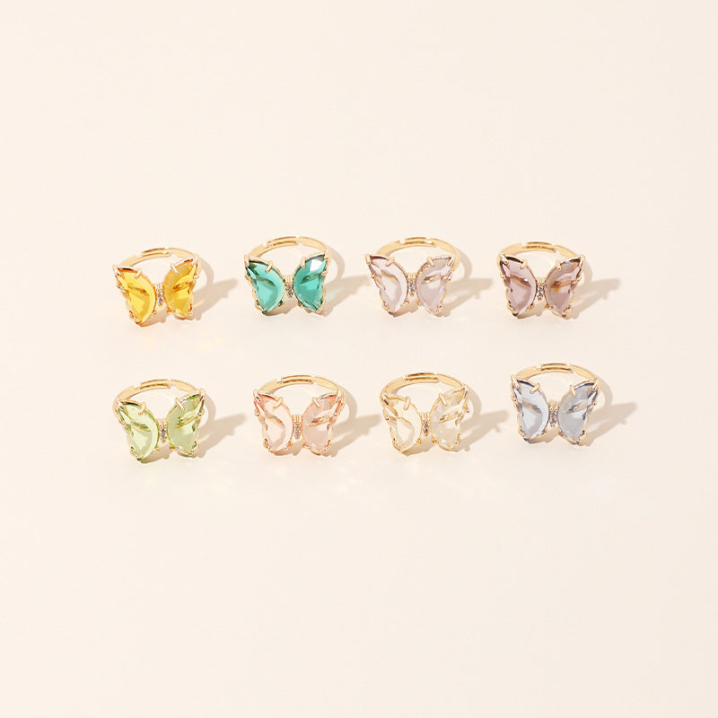 Acrylic Butterfly Adjustable Transparent Ring - Trendy Fashion for Girls