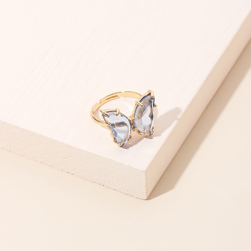 Acrylic Butterfly Adjustable Transparent Ring - Trendy Fashion for Girls