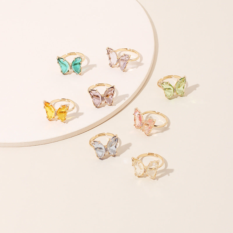 Acrylic Butterfly Adjustable Transparent Ring - Trendy Fashion for Girls