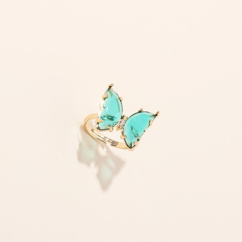 Acrylic Butterfly Adjustable Transparent Ring - Trendy Fashion for Girls