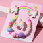 Acrylic Handmade Beaded Unicorn Earrings Ring Bracelet Three-Piece Set