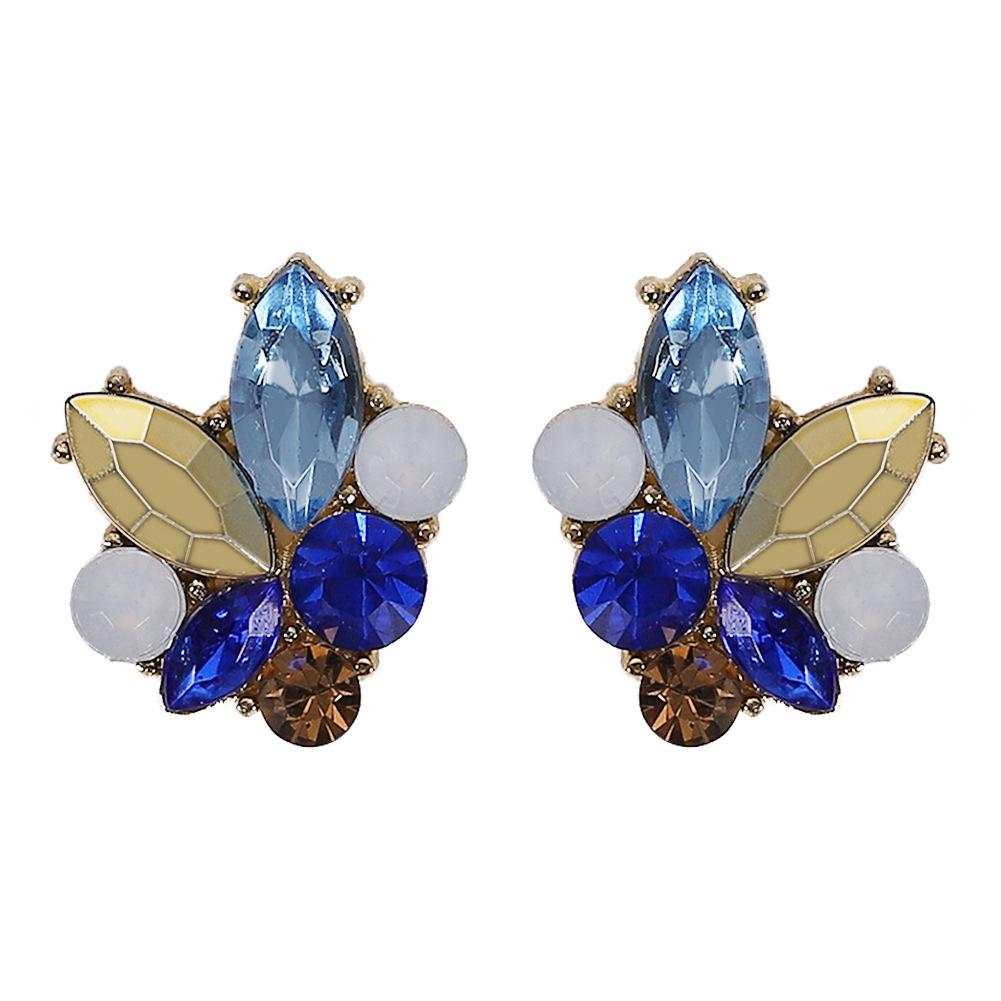 Angel Wings Rhinestone Stud Earrings - Multicolor Alloy Design