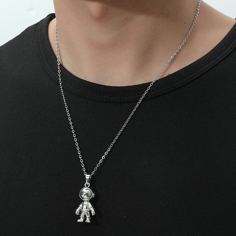 Silver Astronaut Pendant Necklace - Hip Hop Fashion Jewelry Accessory