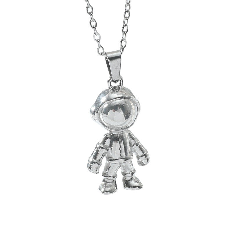 Silver Astronaut Pendant Necklace - Hip Hop Fashion Jewelry Accessory