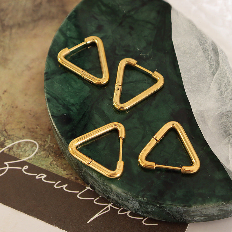 Geometric Titanium Steel Gold-Plated Earrings for Women