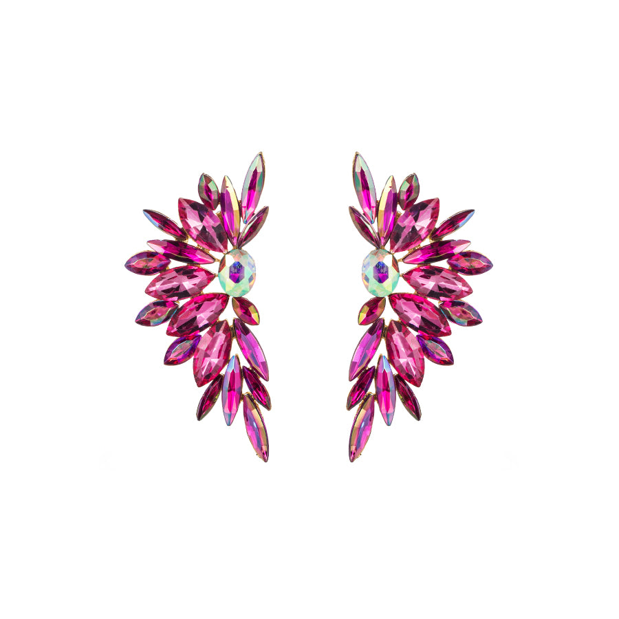 Baroque Floral Rhinestone Inlay Gold Plated Women's Earrings