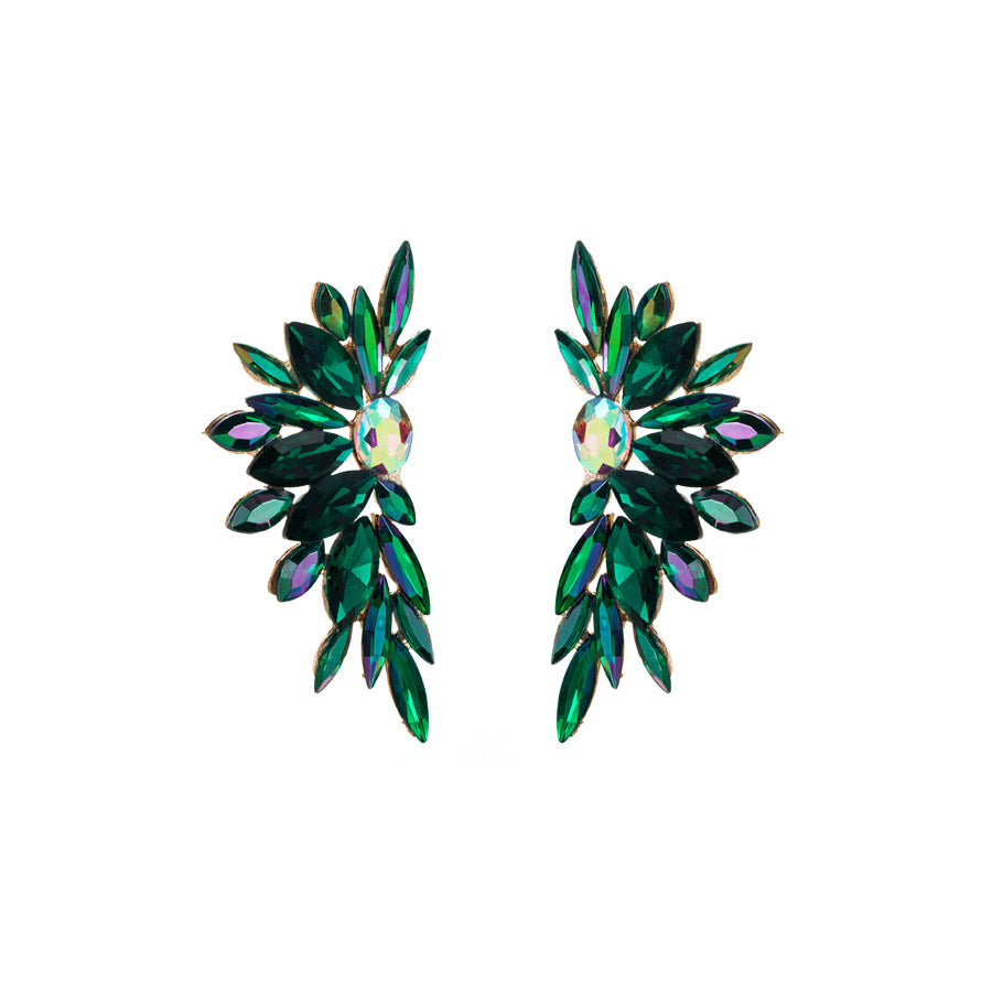 Baroque Floral Rhinestone Inlay Gold Plated Women's Earrings