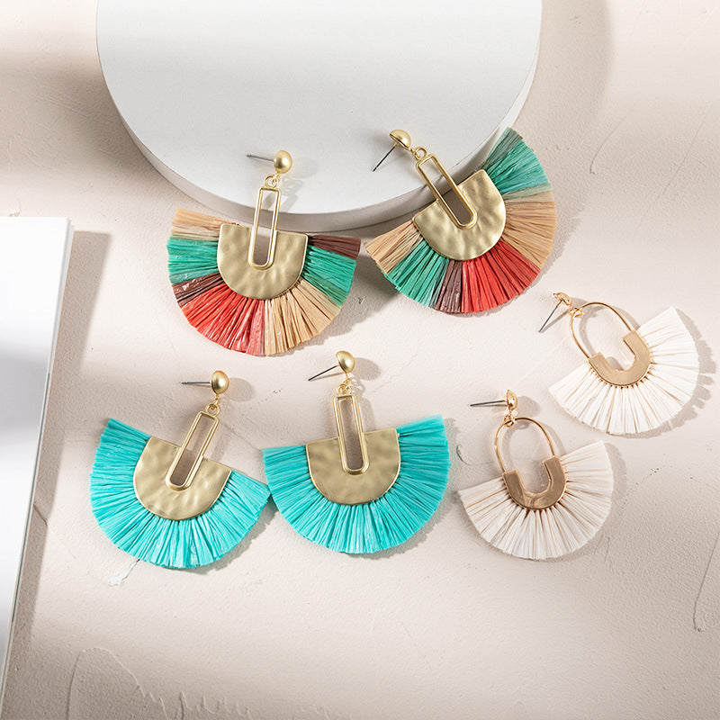 Beach Inspired Rattan Woven Earrings