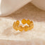 Beach Shell Geometric Stainless Steel Ring - 18k Gold Plated Adjustable Band