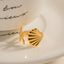 18K Gold Plated Stainless Steel Starfish Shell Open Ring