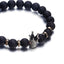 Beaded Bracelet Personality Jewelry Black Lava Volcanic Stone Black Gold Crown Bracelet Wholesale