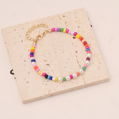 Bohemian Colorful Bead Pearl Necklace And Bracelet