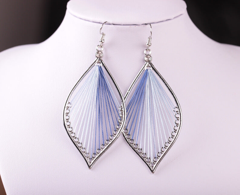 Bohemian Ethnic Colorful Leaf Hand-wound Water Drop Fashion Earrings Alloy