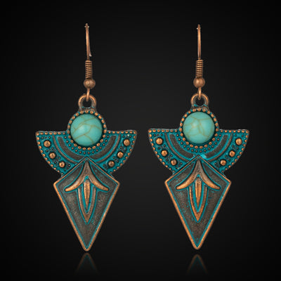 Bohemian Geometric Turquoise Metal Earrings
