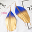 Bohemian Gradient Leaf Chain Alloy Earrings