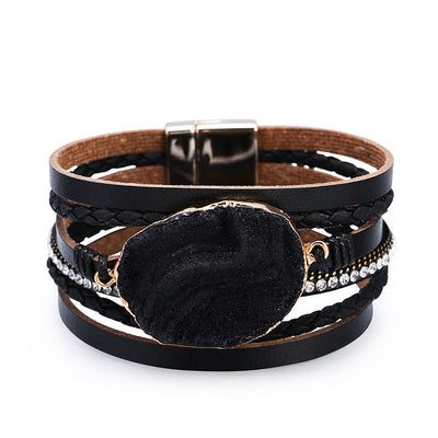 Bohemian Multi-layer Crystal Stone Leather Bracelet