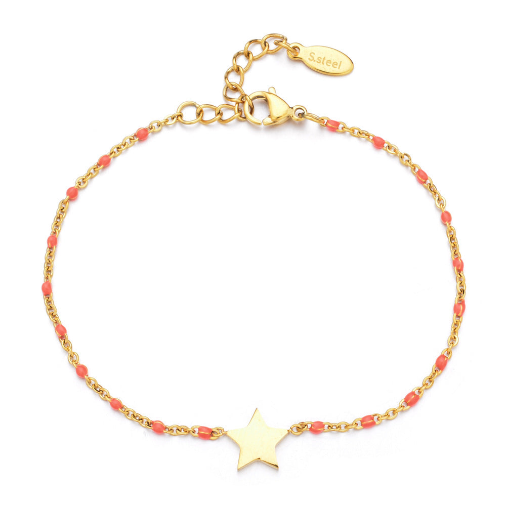 Bohemian Stainless Steel Enamel Star Beaded Bracelet