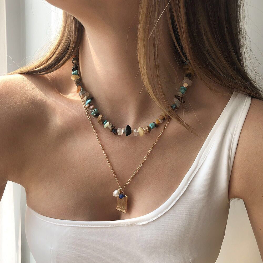 Bohemian Multicolor Crystal Gravel Choker Necklace