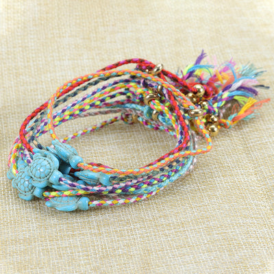 Bohemian Turtle Anklet and Bracelet Set - Multicolor Beach Surf Style