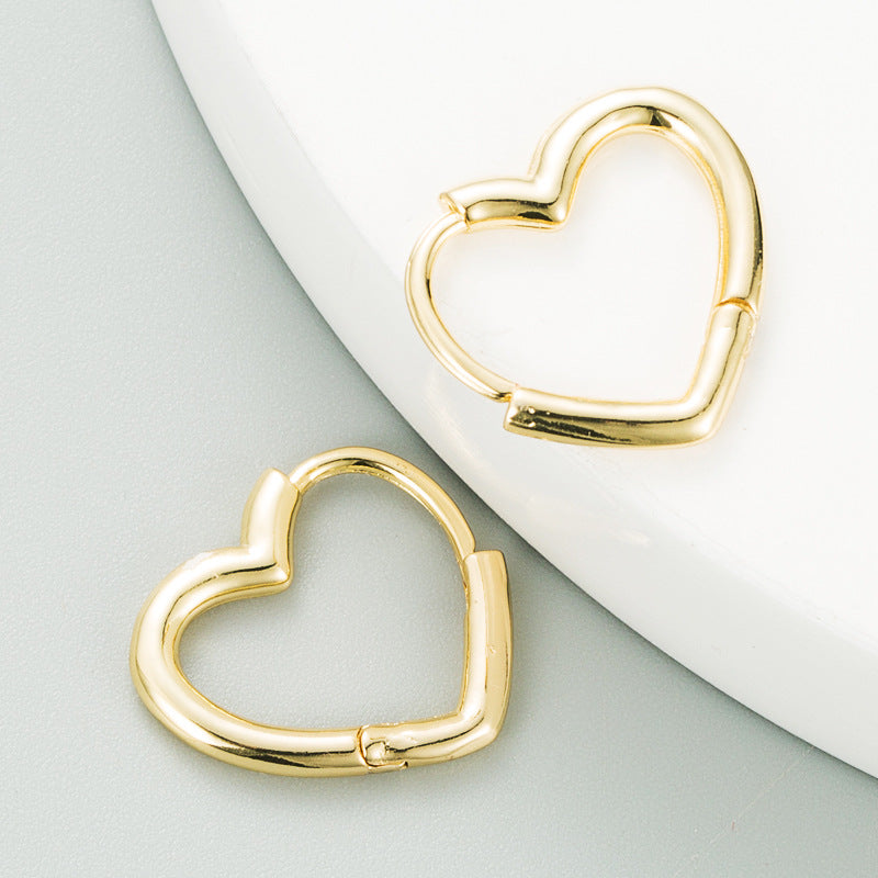 Brass 18K Gold Plated Heart-shaped Exquisite Earrings