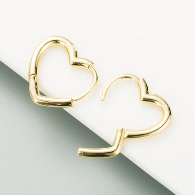 Brass 18K Gold Plated Heart-shaped Exquisite Earrings