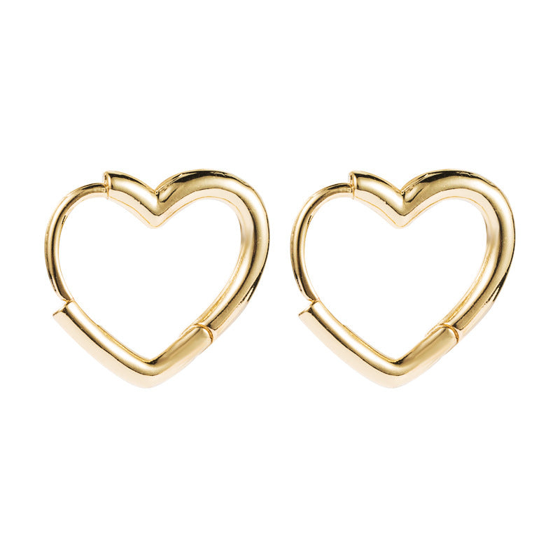 Brass 18K Gold Plated Heart-shaped Exquisite Earrings