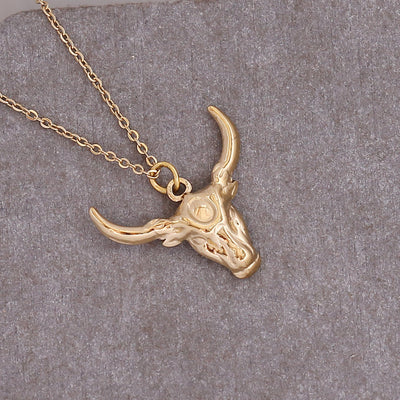 Bull Head Moon Eyes Pendant Stainless Steel Necklace