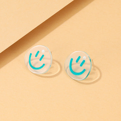 Cartoon Smiley Resin Transparent Smiley Earrings