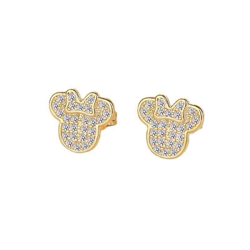 Cartoon Character Copper Zircon Mickey Mouse Stud Earrings