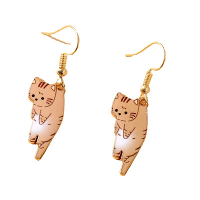 Cartoon Cat Alloy Clip-On Earrings for Girls