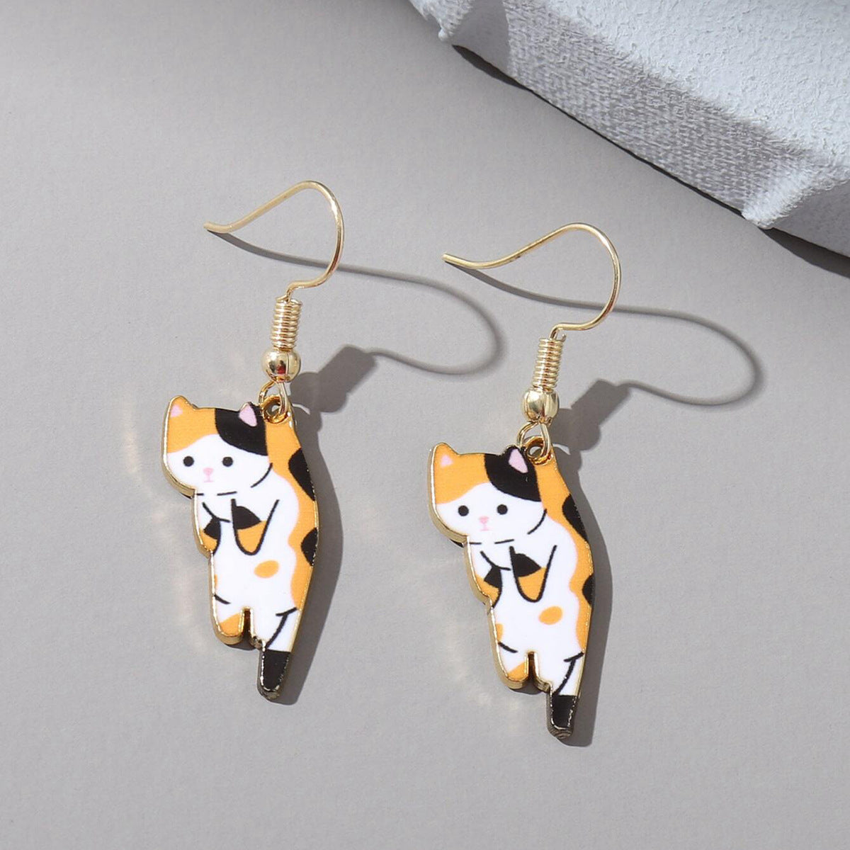 Cartoon Cat Alloy Clip-On Earrings for Girls