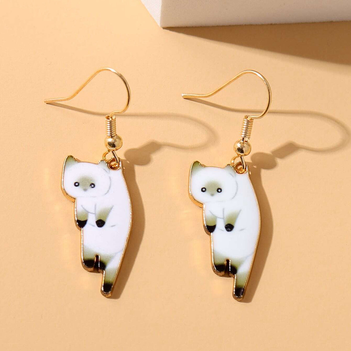 Cartoon Cat Alloy Clip-On Earrings for Girls