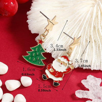 Cartoon Style Christmas Tree Santa Claus Alloy Enamel Christmas Women'S Drop Earrings
