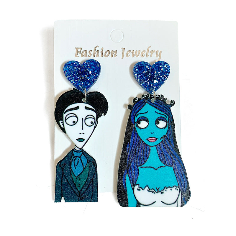 Cartoon Style Acrylic Halloween Asymmetric Drop Earrings for Women