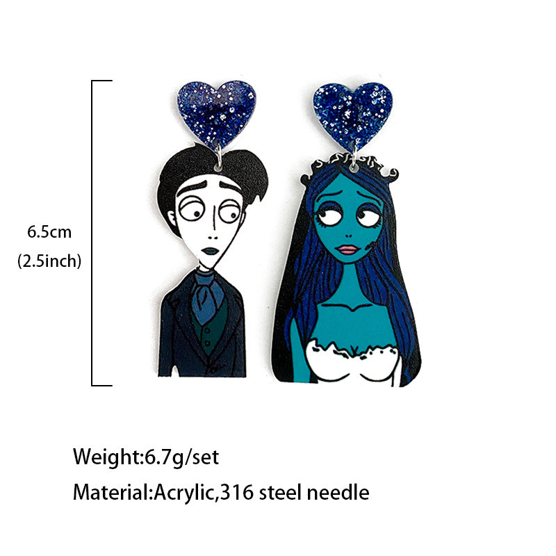 Cartoon Style Acrylic Halloween Asymmetric Drop Earrings for Women