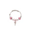Casual Leaf Heart Stainless Steel Bangle with Crystal Tassel Pendant