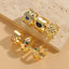 Casual Vintage Oval Heart Zircon 14K Gold Plated Open Ring