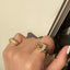 18K Gold Plated Geometric Gemstone Adjustable Chain Ring