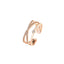 Adjustable Geometric Sterling Silver Double Layer Open Ring with Artificial Gemstones