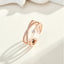 Adjustable Geometric Sterling Silver Double Layer Open Ring with Artificial Gemstones