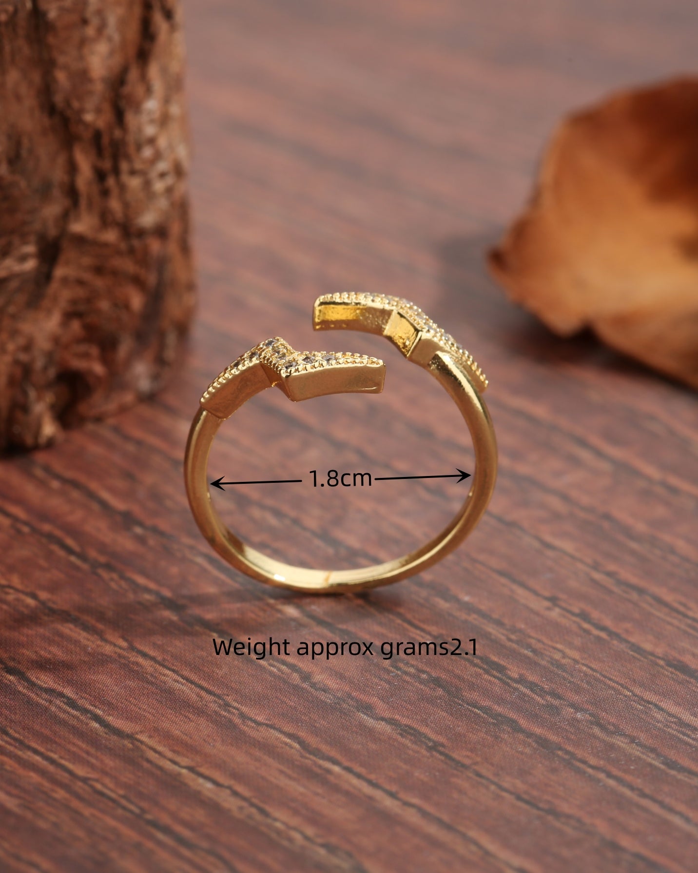 Casual Modern Lightning Zircon 18K Gold Plated Open Ring