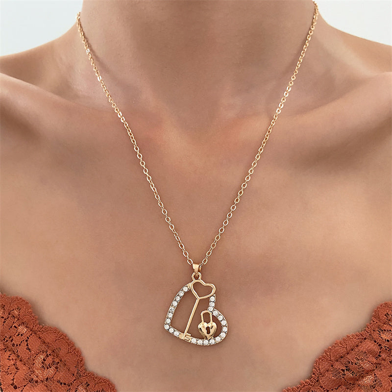 Casual Infinity Heart Crystal Pendant Necklace with Tassel Chain