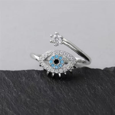 Casual Devil's Eye Zircon Gold Plated Open Ring