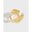 Casual Irregular Sterling Silver Crystal Pleated Open Ring