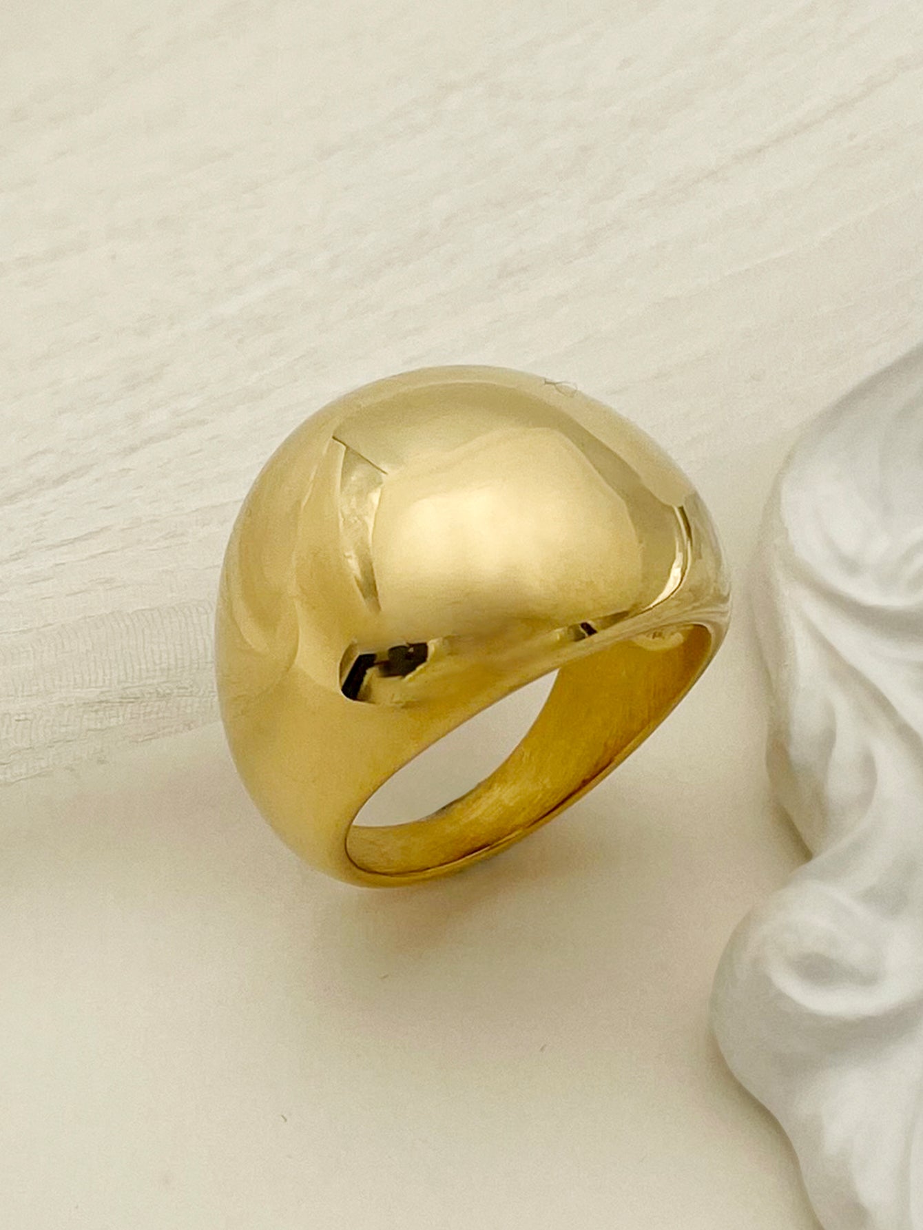 Casual Minimalist 14k Gold Plated Stainless Steel Rings