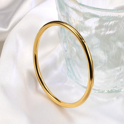 Casual Minimalist 4mm Titanium Steel Polished Bangle Bracelet