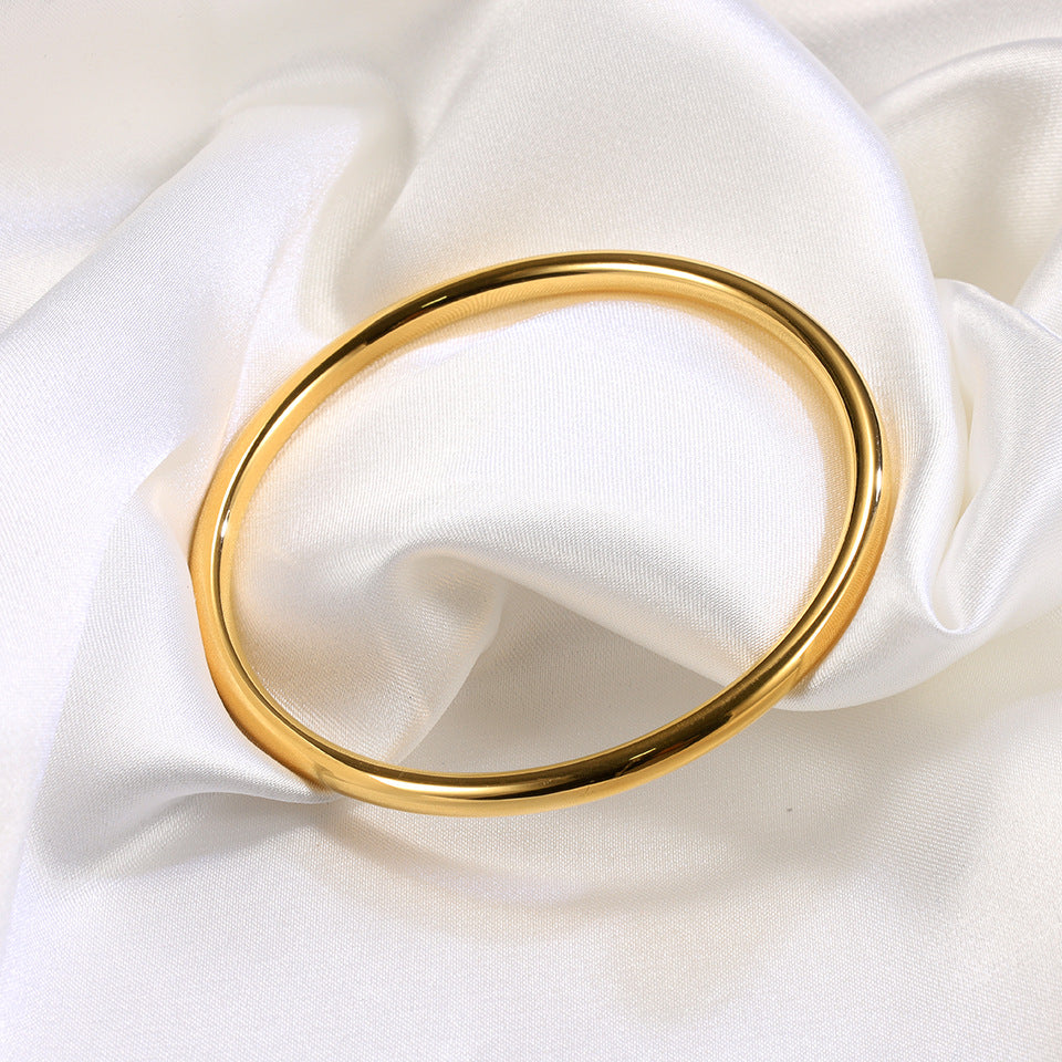 Casual Minimalist 4mm Titanium Steel Polished Bangle Bracelet