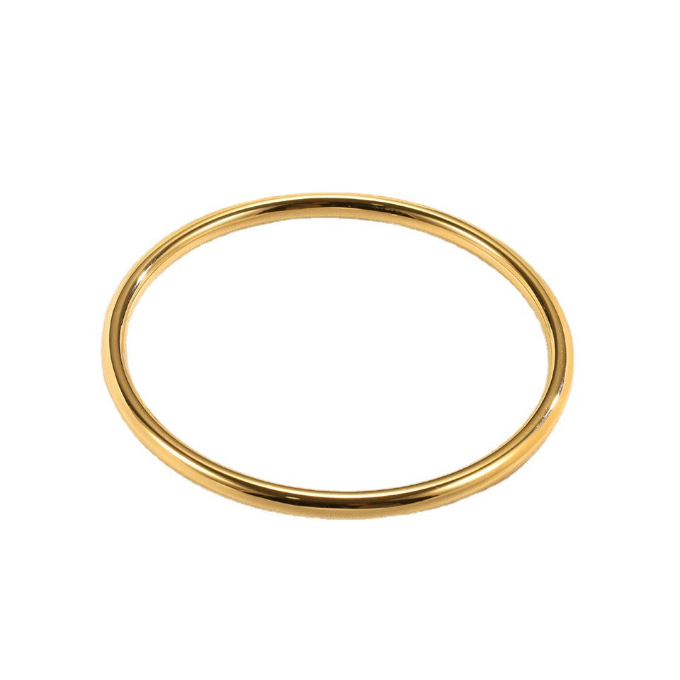 Casual Minimalist 4mm Titanium Steel Polished Bangle Bracelet